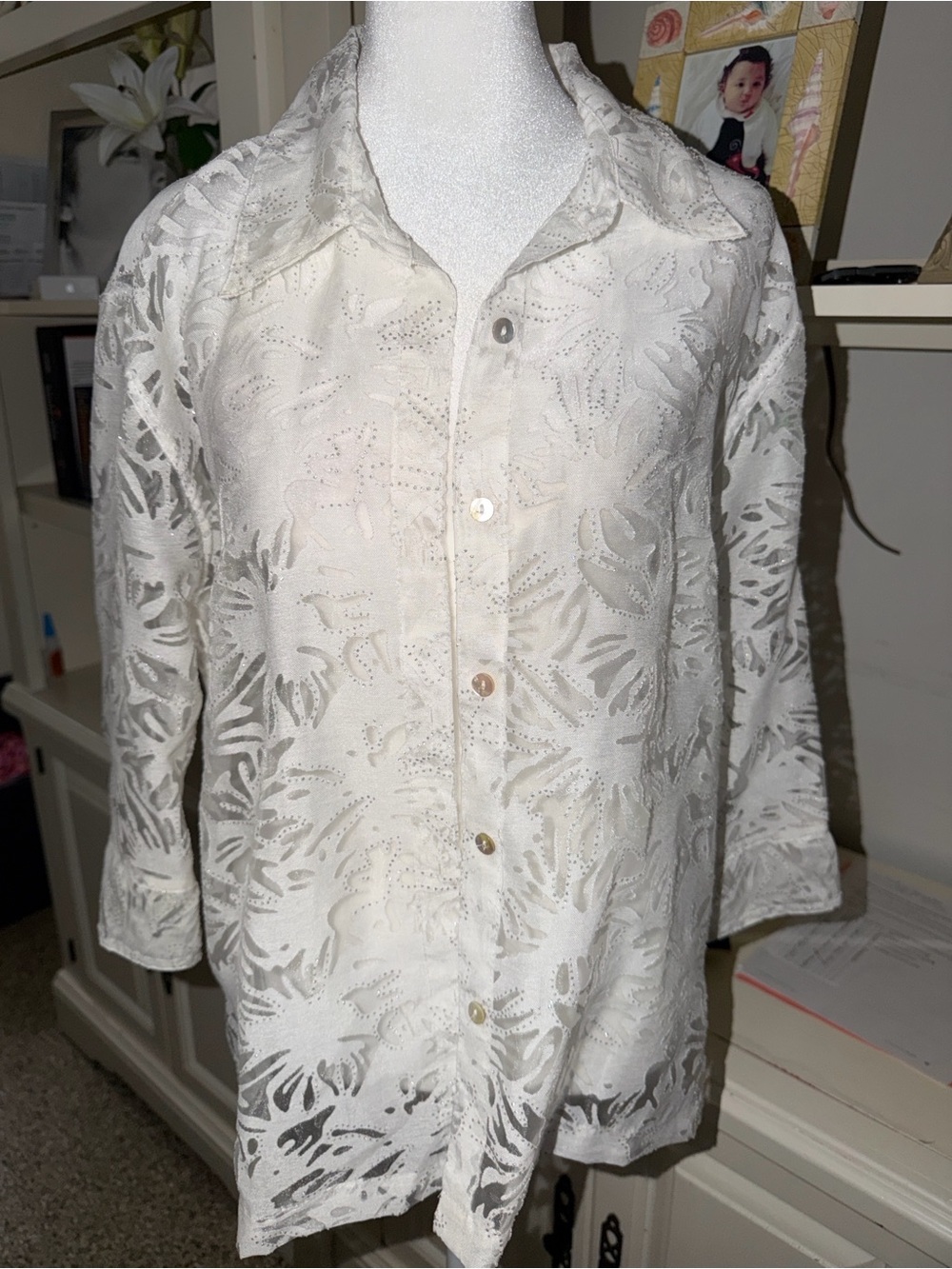 Elementz women’s Lightweight White Embroidered Shirt Jacket